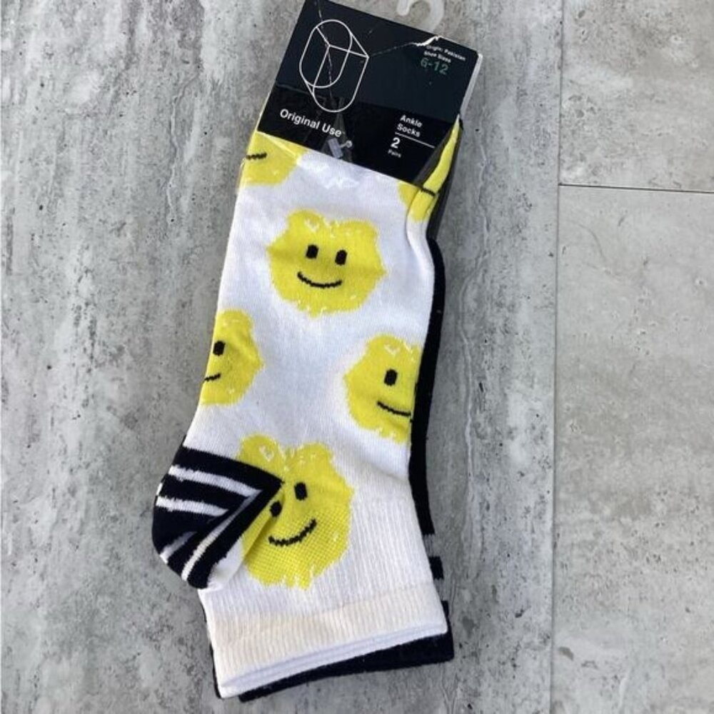 Preppy Streetwear Coquette Utility Original UseMen 2 Pair Ankle Socks, White